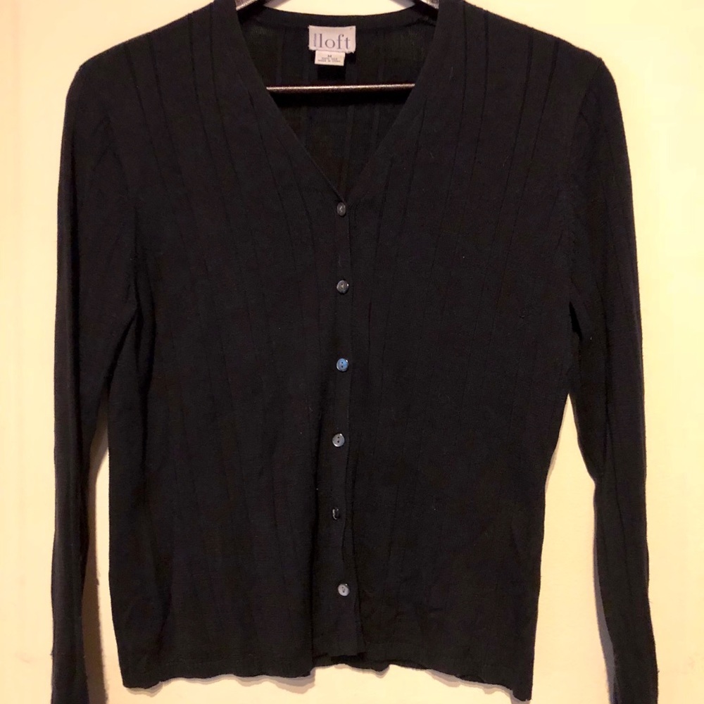 Ann Taylor Loft 100% Silk Black Cardigan